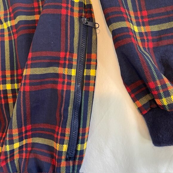 VINTAGE 90s Izod Blue Plaid Pullover Windbreaker Medium - Picture 5 of 10